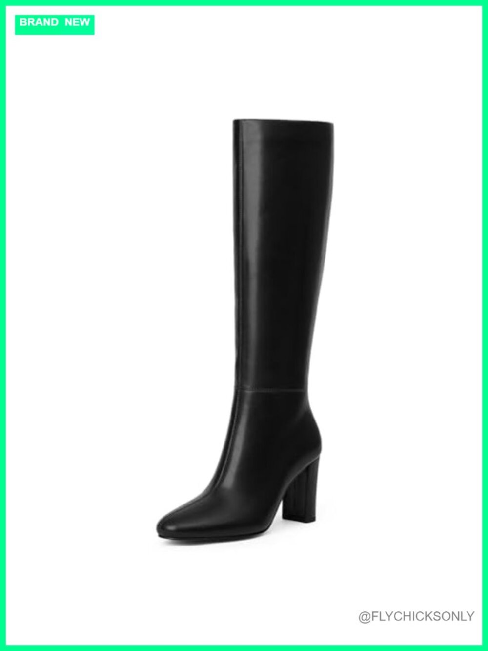 Chunky Heel Knee High Boots PU Leather Rounded Toe Tall Boots